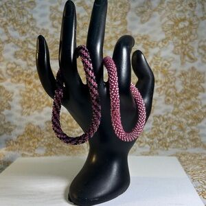 Lily Pink and Black Woven Bracelet